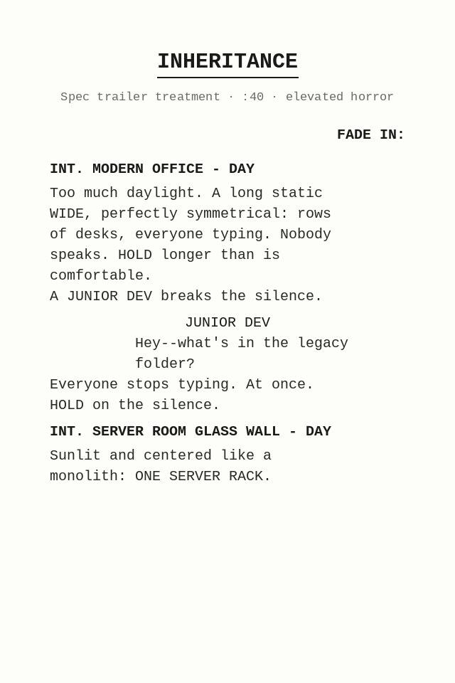 Inheritance treatment first page