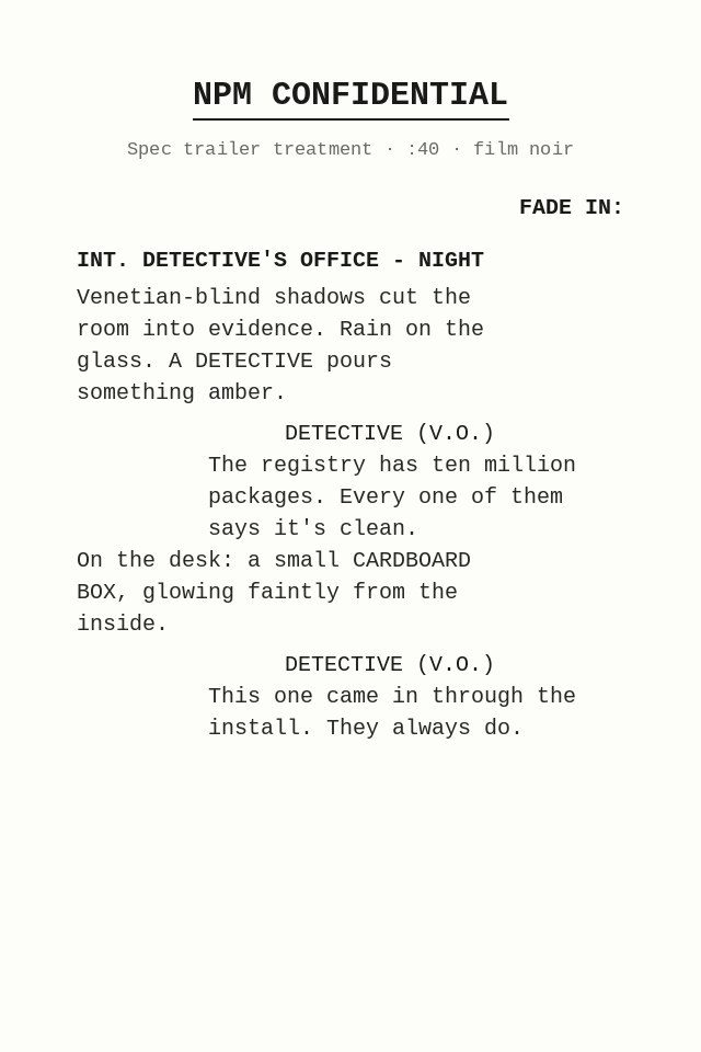 NPM Confidential treatment first page