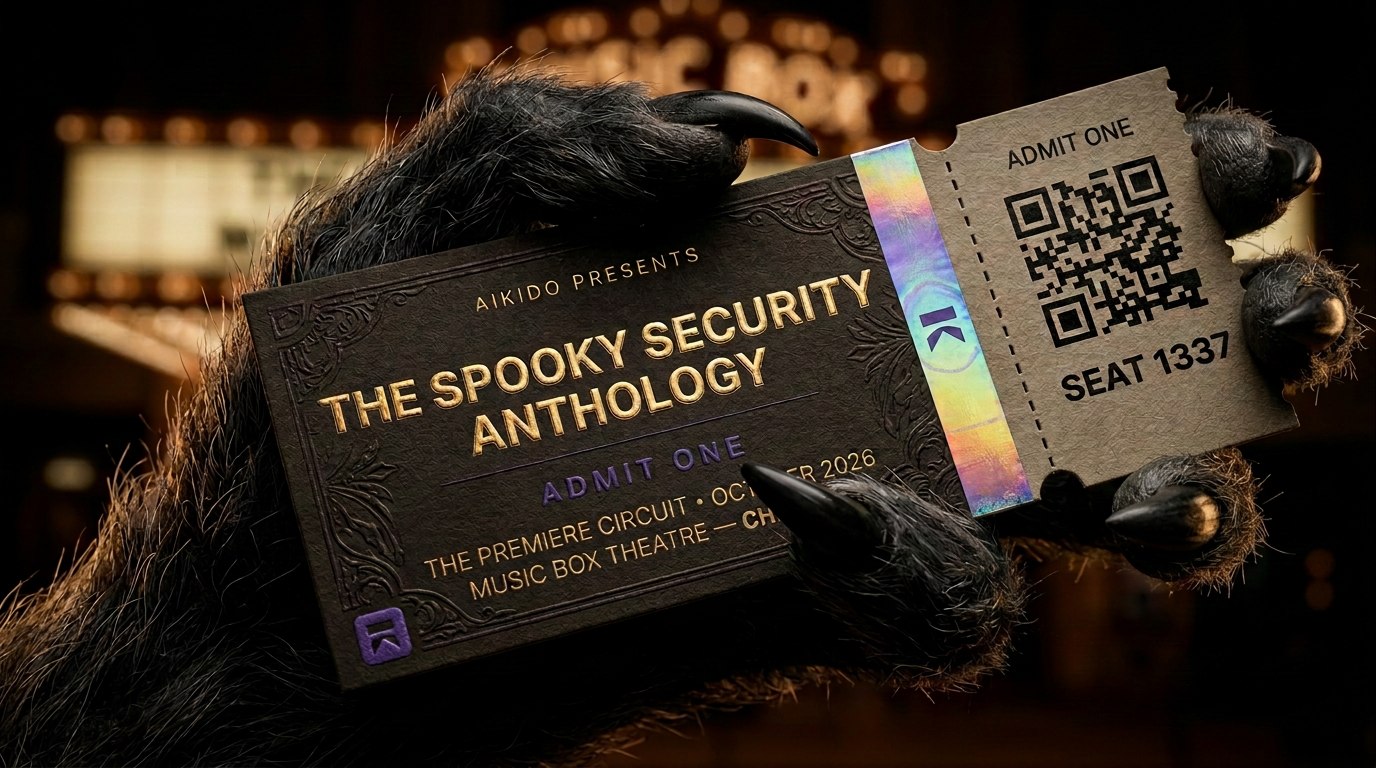 Werewolf hand holding the Premiere Circuit ticket outside the Music Box Theatre